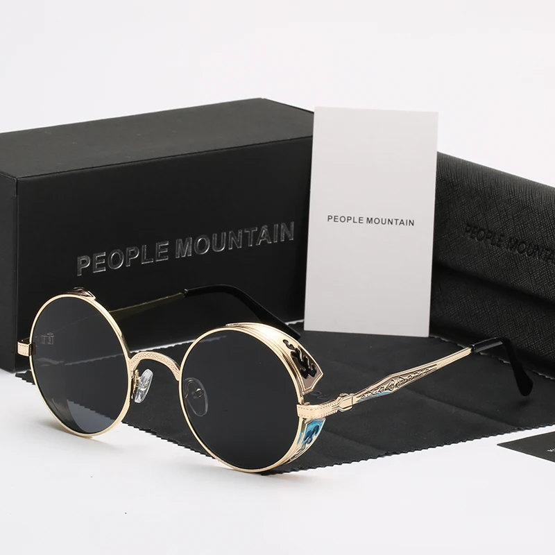 Солнцезащитные очки круглые в металлической оправе UV400 для мужчин и женщин