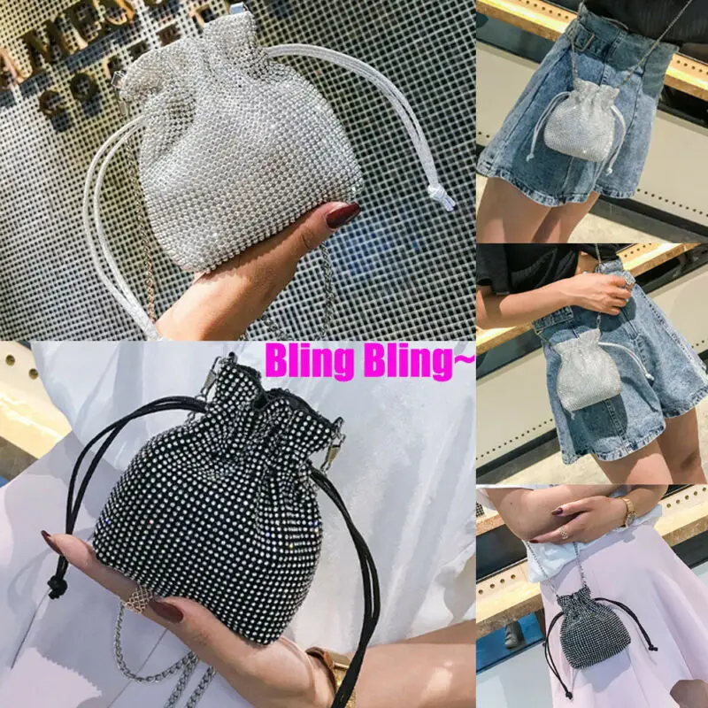 Женская сумка клатч стразы Бриллиантовая цепь через плечо|Сумки с ручками| |