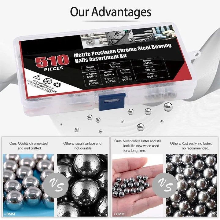 

304 Stainless Steel Balls M2-M8 2mm-8mm Assortment Precision Bearing Balls Smooth Ball For Beads Slingshot Ammo Solid Ball