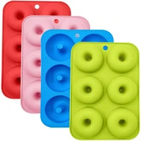 4 pcsset non stick mini donut silicone mold donut baking pan for donuts cakes muffins oven freezer free 6 cavity kitchen tools