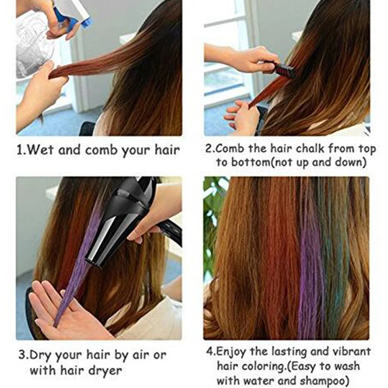 

10 Color Temporary Bright Hair Chalk Comb Set Hair Color Portable Chalk Powder DIY Pastel Hair Dye Paint Beauty Salon Styling