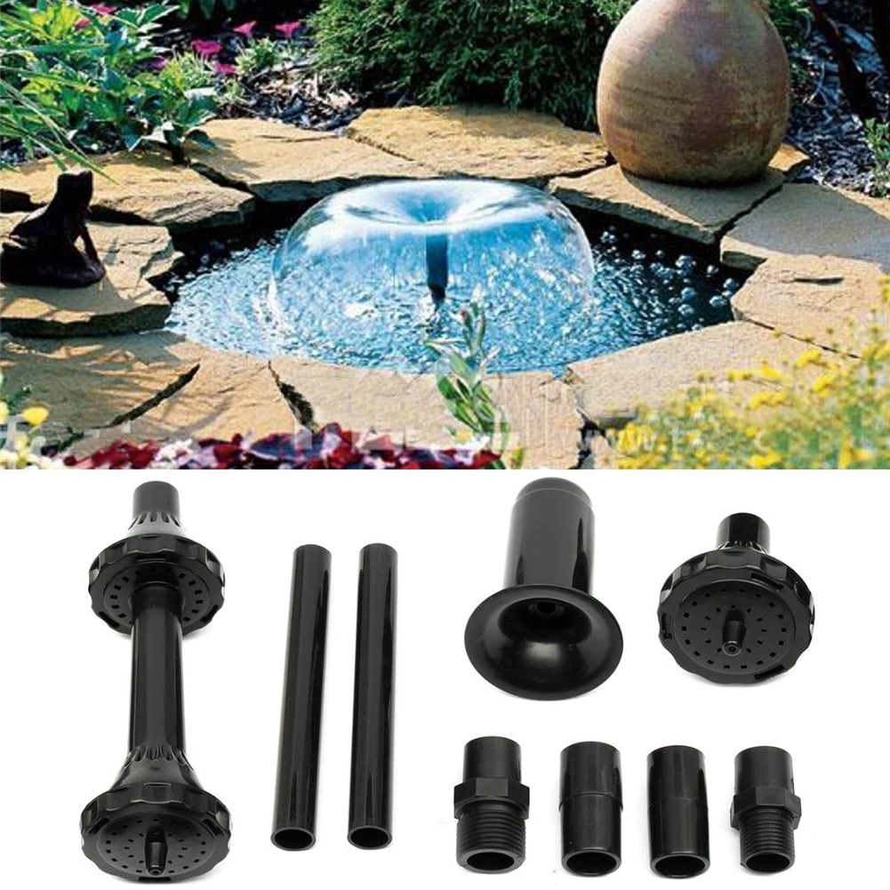 

9pcs/Set Fountain Pump Nozzle Kit Garden Pool Pond Outdoor Fountain Waterfall Multi-function Plastic Nozzles Spray Head Garden