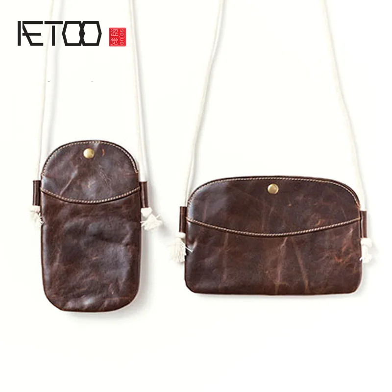 Сумка через плечо AETOO женская летняя из натуральной кожи в стиле ретро мобильный