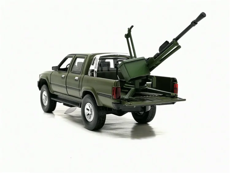 Новинка 1/32 Toyota Hilux пикап с анти-танковым пистолетом литая металлическая Модель автомобиля игрушки звуковое освещение для детей подарки с коробкой