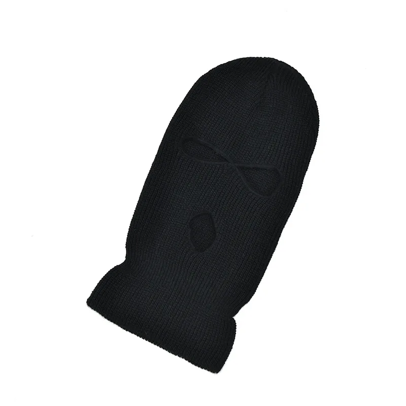 

New Winter Warm Three-hole Wool Knitted Hat Bandit Baotou Outdoor Cycling Ski Windproof Mask