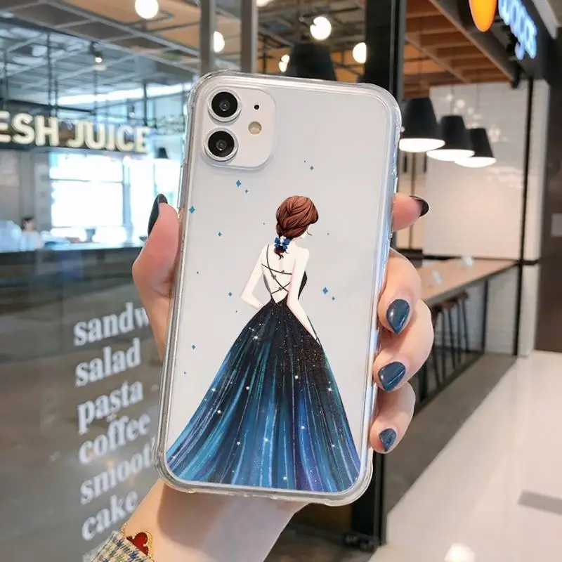 

Dress wedding girl Phone Case Transparent for iPhone 11 12 mini pro XS MAX 8 7 6 6S Plus X 5S SE 2020 XR