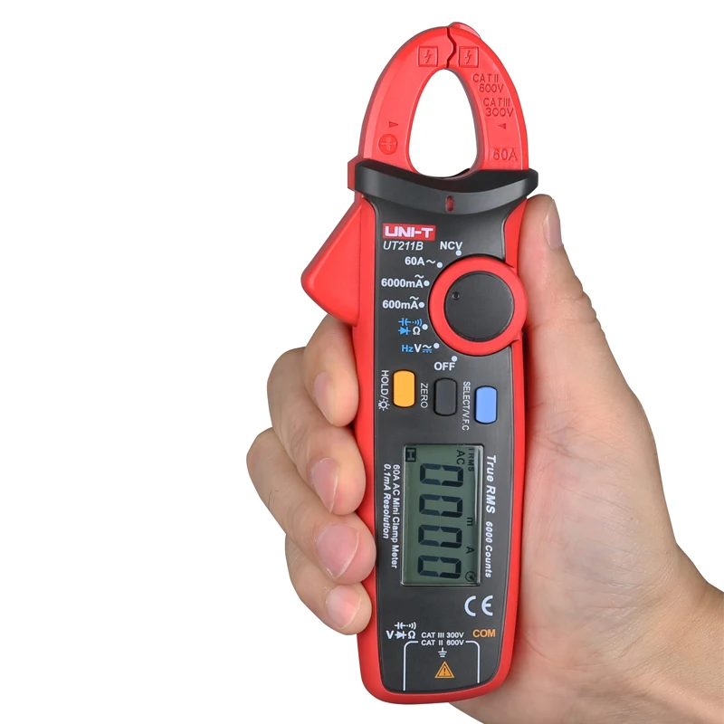 UNI TUT211 серия 60A True RMS Мини Клещи/VFC Измерение частоты/NCV/ЖК подсветка/UT211B