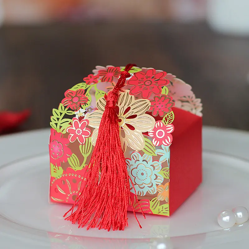 50 штук свадебные сувениры креативная Подарочная коробка цветок бабочка лазер