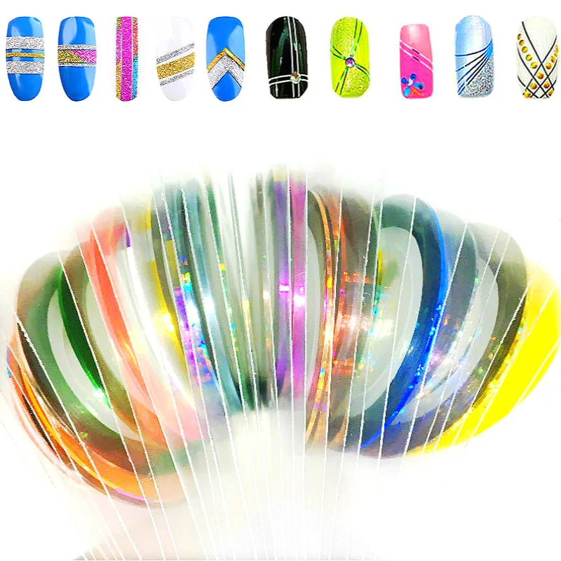 30 Roll Mixed Color Nail Striping Tape Decal 3d Nailart Tips Decoration Line Foil Sticker Charms Variety Accessories Easy to Use | Красота и