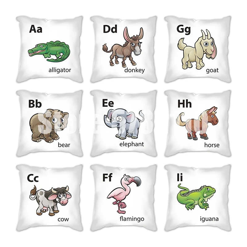 Овец мыши рыба-попугай Зебра наволочки кофе Английский алфавит подушки с принтом