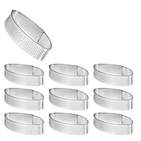10 pack stainless steel tart ring heat resistant perforated cake mousse ring cake mousse molds circle cutter pie ring