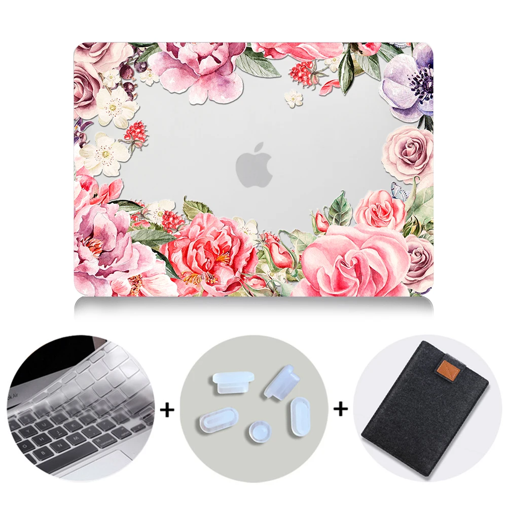 MTT чехол с цветами и кристаллами для Macbook Air Pro retina 11, 12, 13, 15, твердый цветочный чехол для mac book Pro 13,3 дюймов, сумка для ноутбука - Цвет: MB04