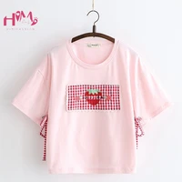 vintage harajuku graphic t shirts women korean style strawberry lace up tops teen girl 2020 summer kawaii short sleeve tee shirt