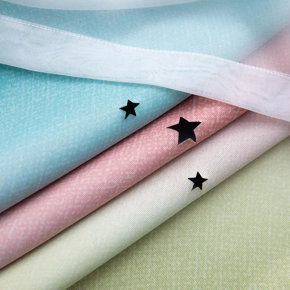 Hollow out Stars Gradient Color Curtains For Living Room Tulle On The planetarium windows Modern | Дом и сад