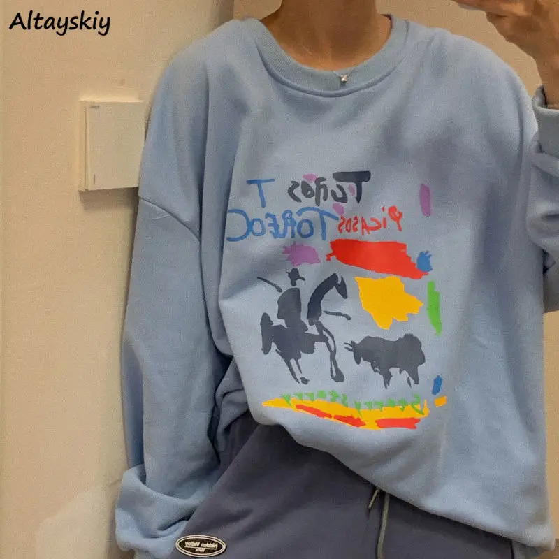 

Autumn Winter No Hat Hoodies Women Cartoon Graffiti Aesthetic Sweatshirts Student Baggy Ulzzang Harajuku Streetwear Hoodie Ins