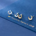 MloveAccсерьги-гвоздики из стерлингового серебра 925 пробы с милым цирконием и Луной для женщин и девочек, изящные модные ювелирные изделия, подарок