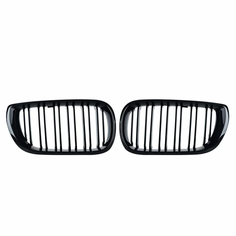 2 шт. автомобильный стиль черный глянец Передняя почка двойная планка гриль