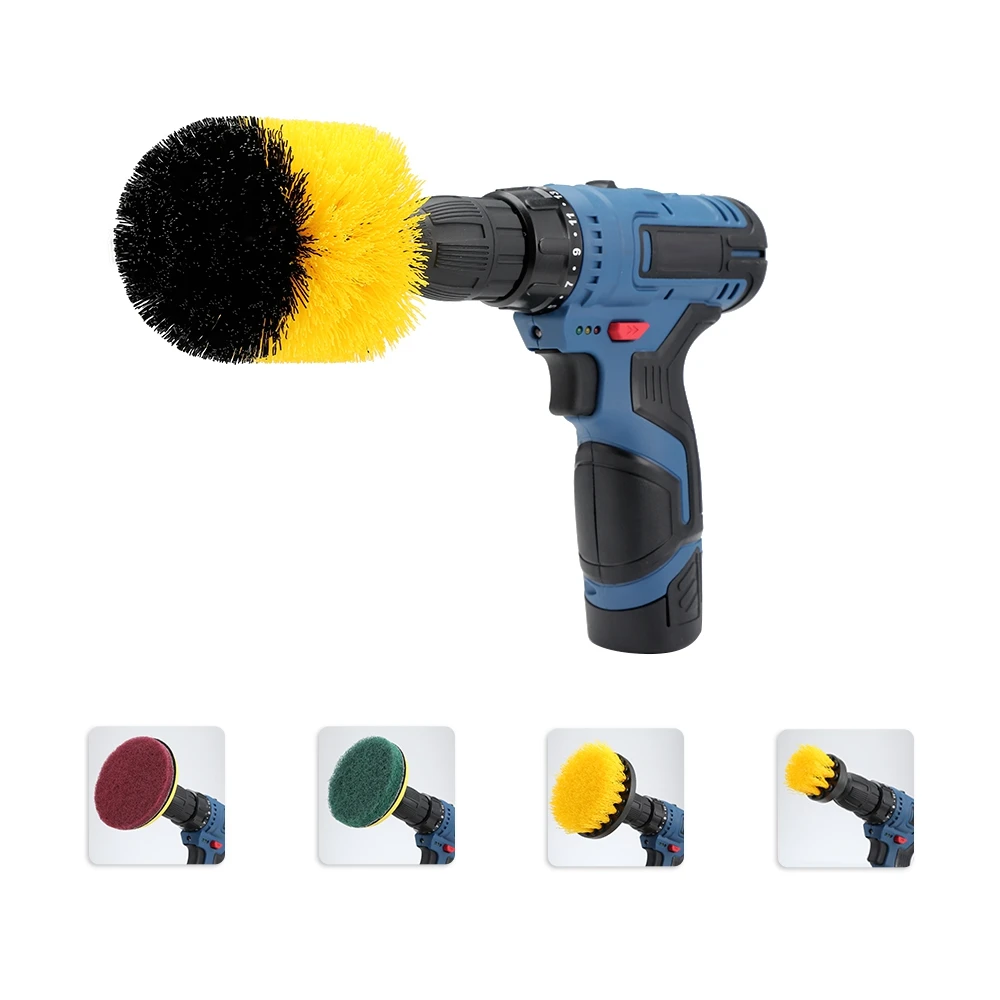 

ALLSOME 11pcs electric Drill Cleaning Brush Scouring Pad with Flexible Shaft Attachments for Kitchen Bathroom Cleaning