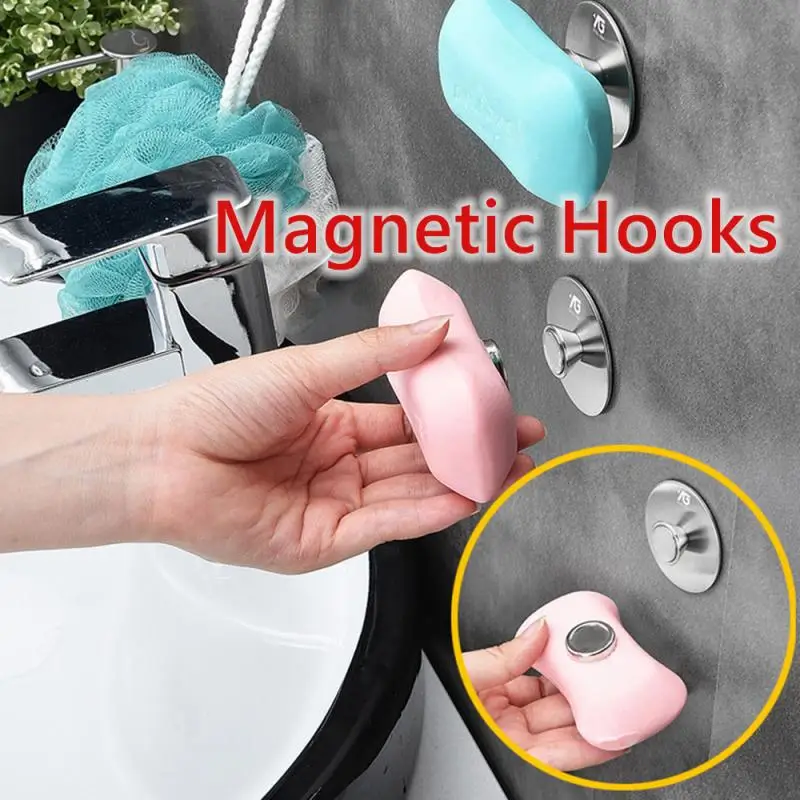 

Soap Hook Bathroom Rack Creative Magnetic Soap Dish Bathroom Drain Wall Hanging Soap Box Suction Cup Magnetic Soap Rack Hooks