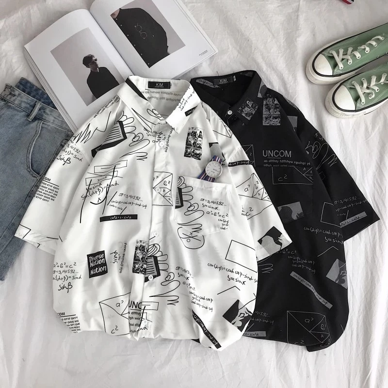 

Summer Short-sleeved Shirt Men's Fashion Printed Casual Shirt Man Streetwear Wild Loose Hip-hop Shirts Men Hawaiian Shirt