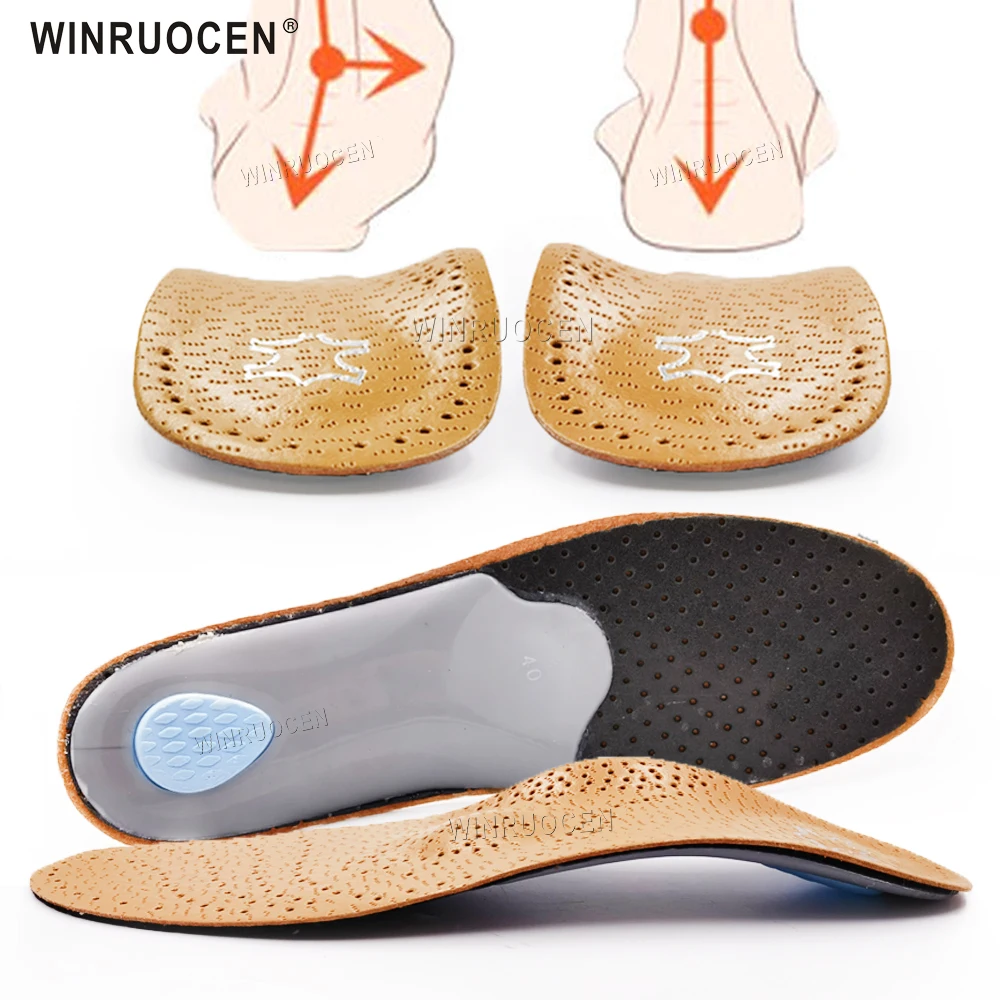 

Orthopedic Insoles Leather Arch Support Insoles Flat Foot Health For Plantar fasciitis men women Children O/X Leg Feet Care Pad