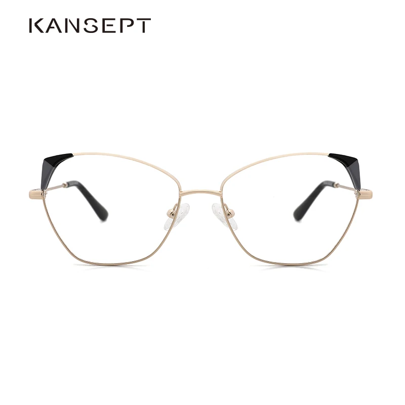 

KANSEPT Women Optical Glasses Frame Stylish Myopia Prescription Eyeglasses Frame New Cat Ear Polygon Women Eyewear MS8128
