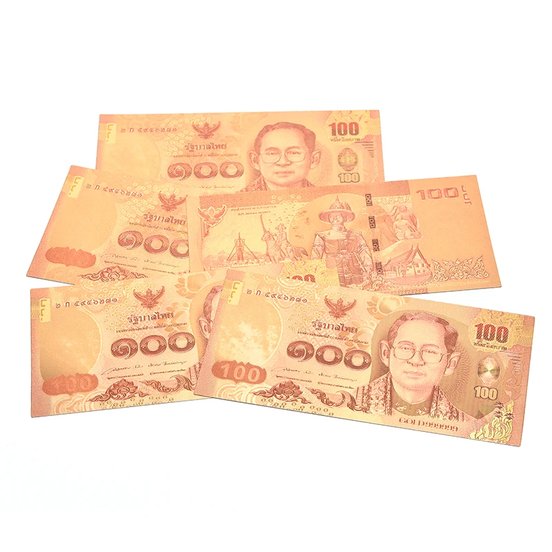 

Thailand Banknote 100 Baht in 24k Gold Paper Money Collection Commemorative coin