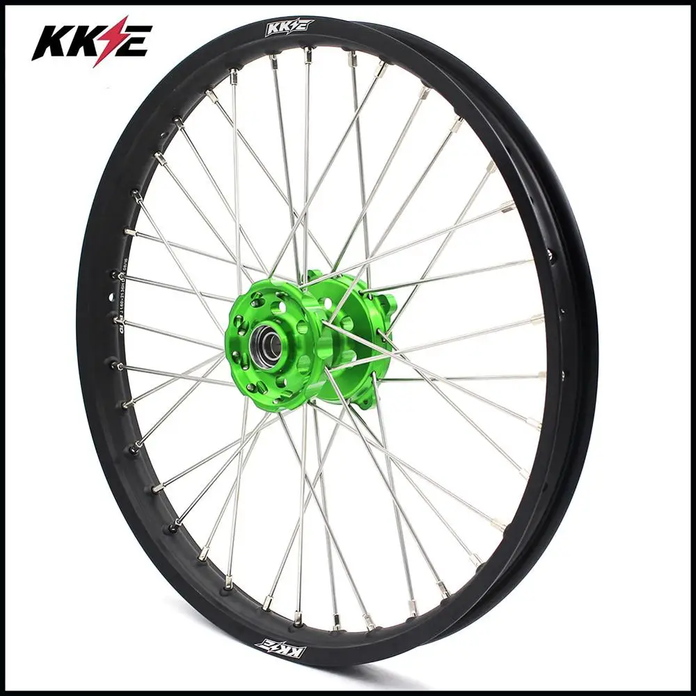 KKE 1.6*21 Spoked Front Wheel Rim for Kawasaki KX250F KX450F 2006-2018 Green Hub Black | Автомобили и мотоциклы