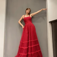 red gowns off shoulder backless bling eveningdress luxury host dress for women wedding party graduation formal occasion wear