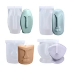 CPDD силиконовая форма с абстрактным изображением лица в виде свечи, эпоксидная смола, сделай сам, изготовление украшений, мыло из полимерной глины