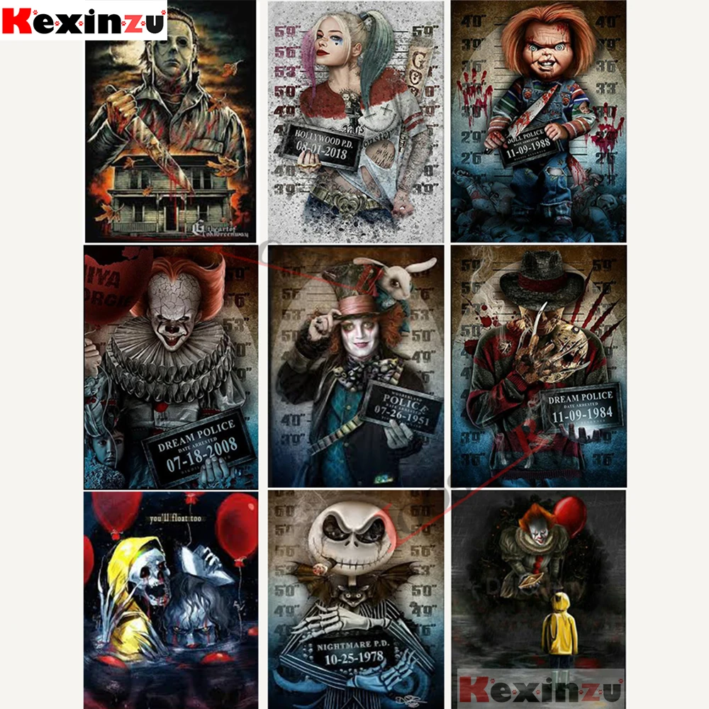 Полноразмерная 5D картина из квадратных/круглых страз сделай сам на Хэллоуин