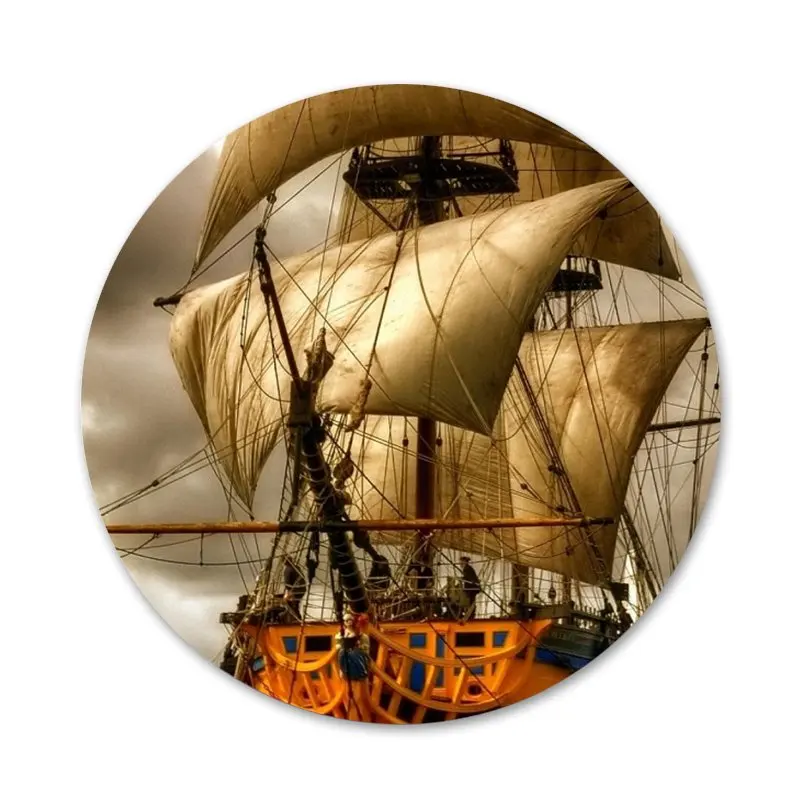 Пиратский корабль Парусный мачта лодка море значок значки металлические для