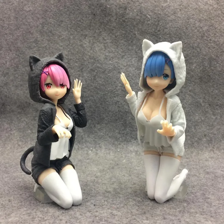

Anime Re Life In A Different World From Zero Remu Ramu Pajamas Cat Ver PVC Action Figure Collectible Model doll toy 13cm