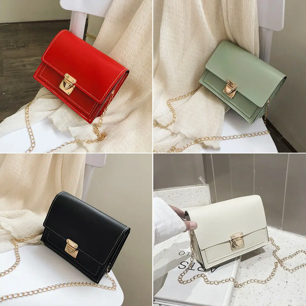 Women's PU leather shoulder bag fashion solid Messenger portable mini handbag purse | Багаж и сумки