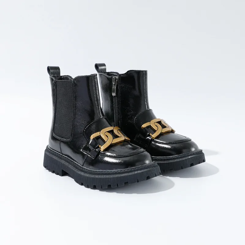 

Girls Genuine Leather Boots 2021 Autumn New Short Boots Children Martin boots Kids Baby Metal Decoration Winter Boots XZ124