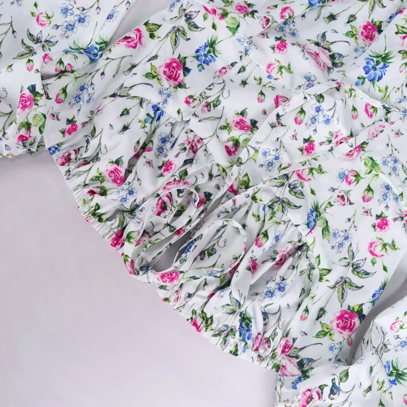 

High Quality Women Summer Dress Sexy Bodycon Dress 2021 Long Sleeve Floral Printing Dress Elegant Prom Evening Party Dress