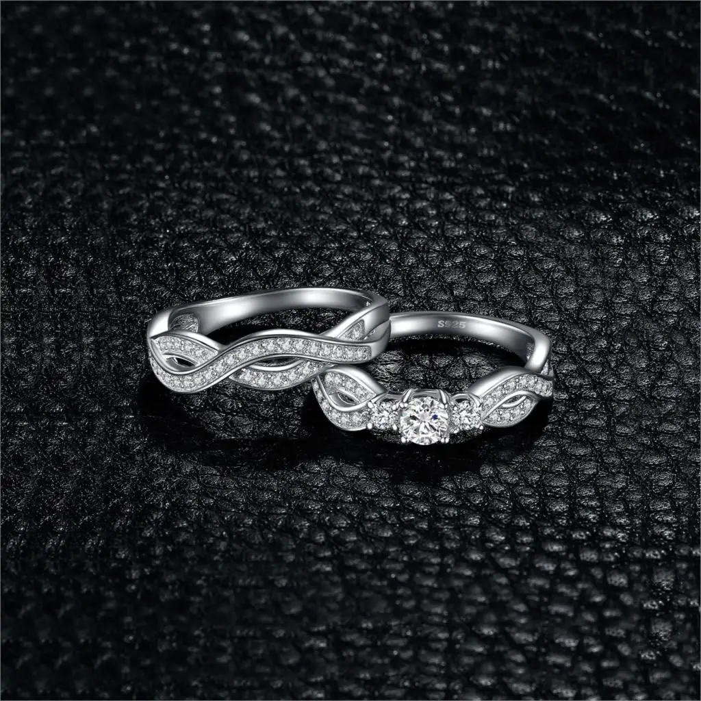 JewelryPalace Бесконечность 3 камня 1ct кубического циркония обещание обручальное