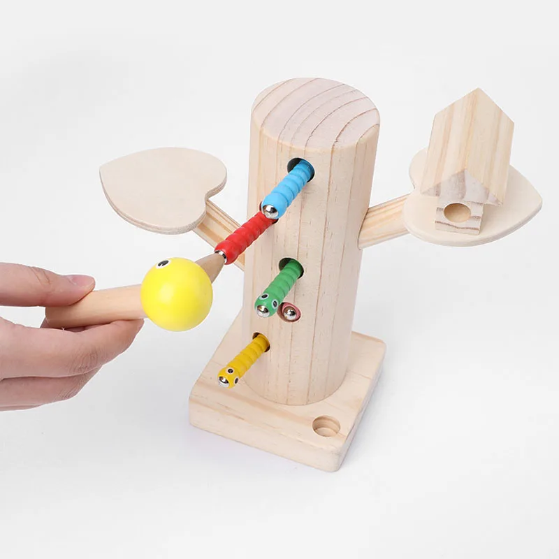 

Magnets Catch Worms Game Sensory Toy Montessori Materials Educational Wooden Toys for Children Magnets Fishing Bird Feeding Toy
