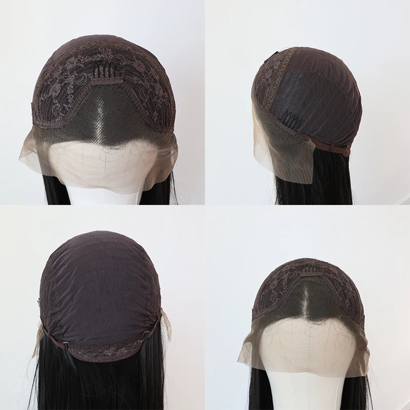 Парик женский из синтетических волос фронтальный медный красный короткий с