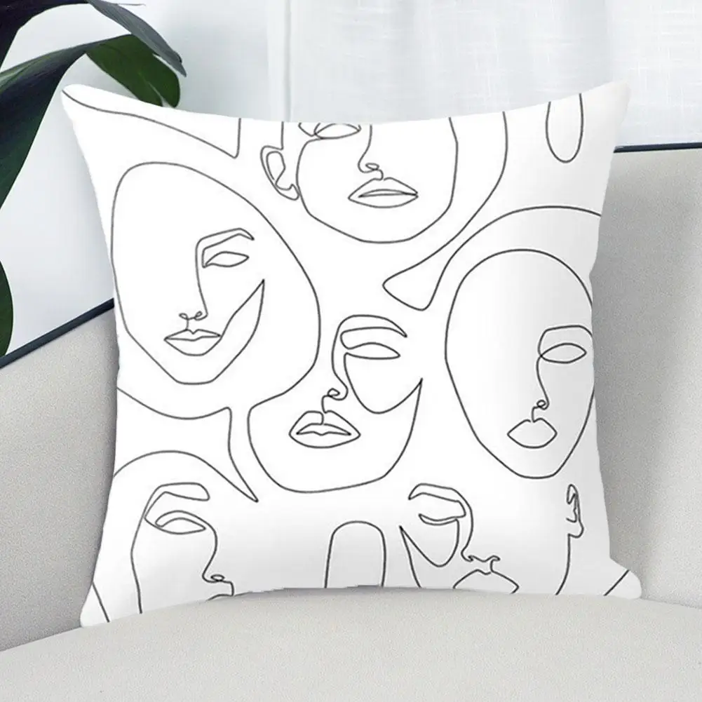 

2021 hot Square Portrait Cushion Pillow Covers Black And White Printing Home Pillowcase Pinky Swear Cushion Sofa Cushion Cover