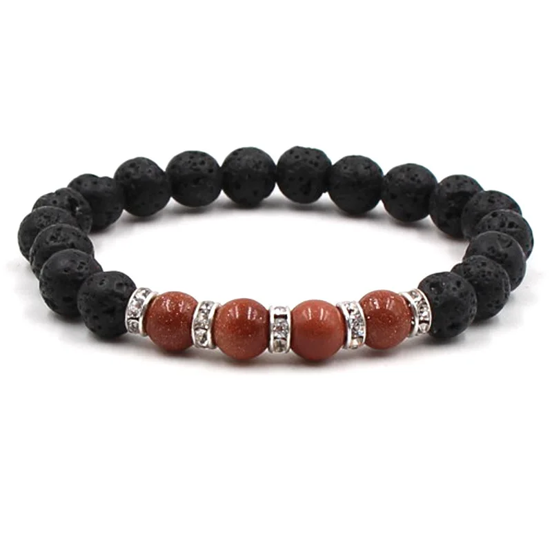 Диффузор для духов 8 мм с эфирным маслом из черного лавового камня браслет