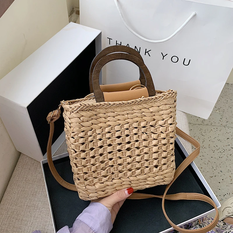 

Hand-woven Shoulder Bag Fashion Trend Women Crossbody Bags Bohemian Rattan Handbag High Quality Female Straw Bags Phone Pack