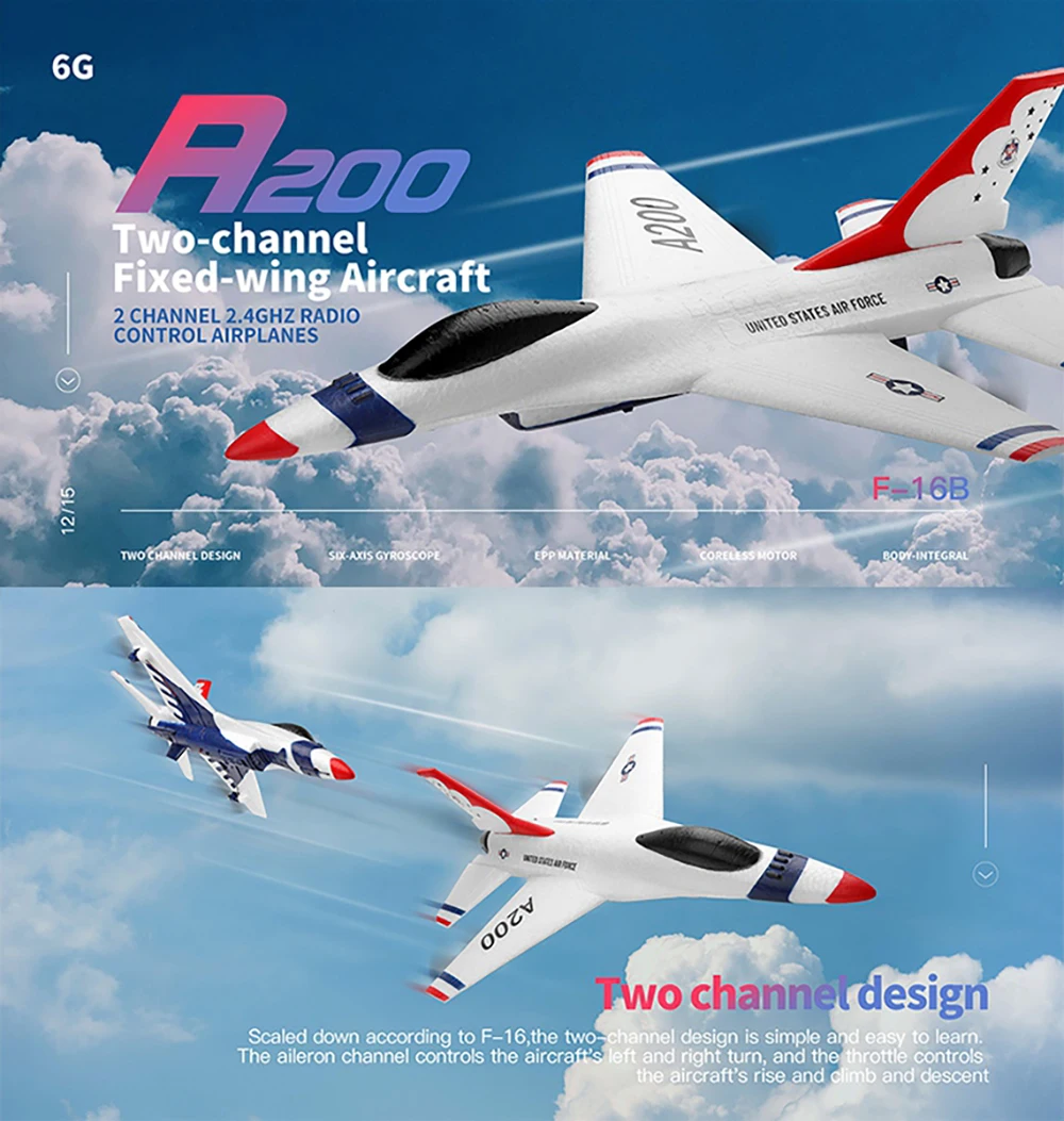 Радиоуправляемые самолеты A200 2CH планер с фиксированным крылом электрические