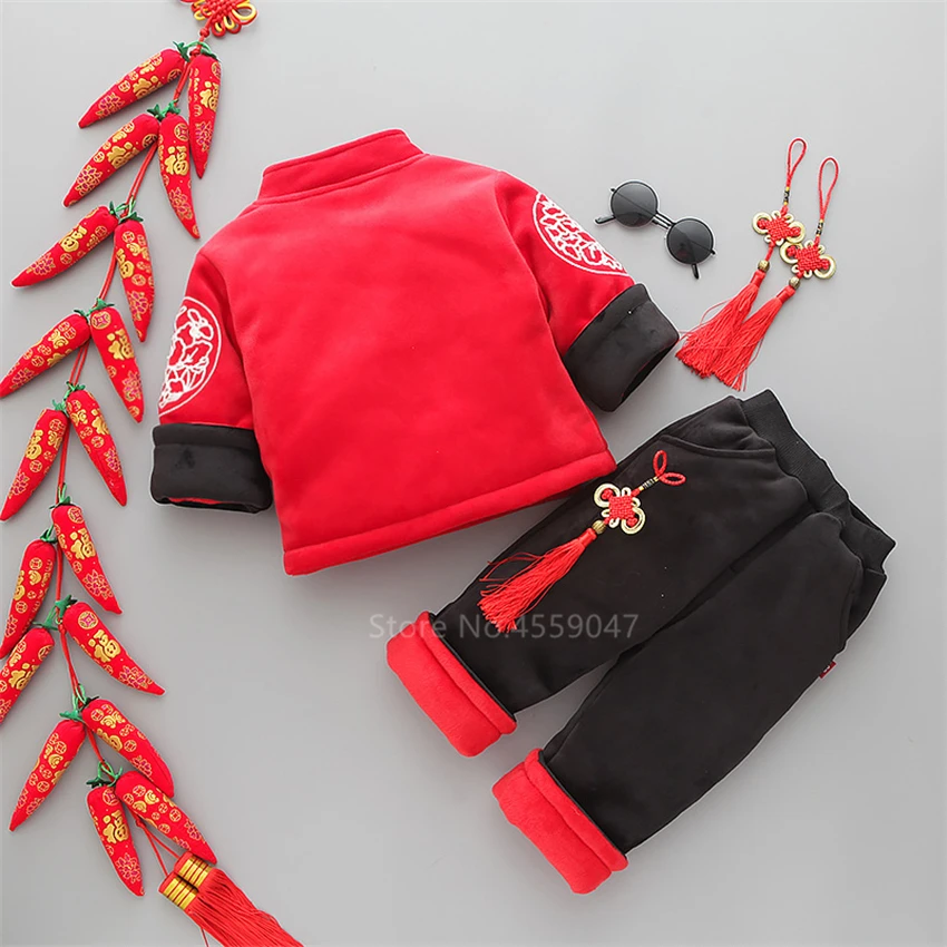 Новогодняя одежда костюм Тан детский китайский дракон и Феникс ханьфу топ для