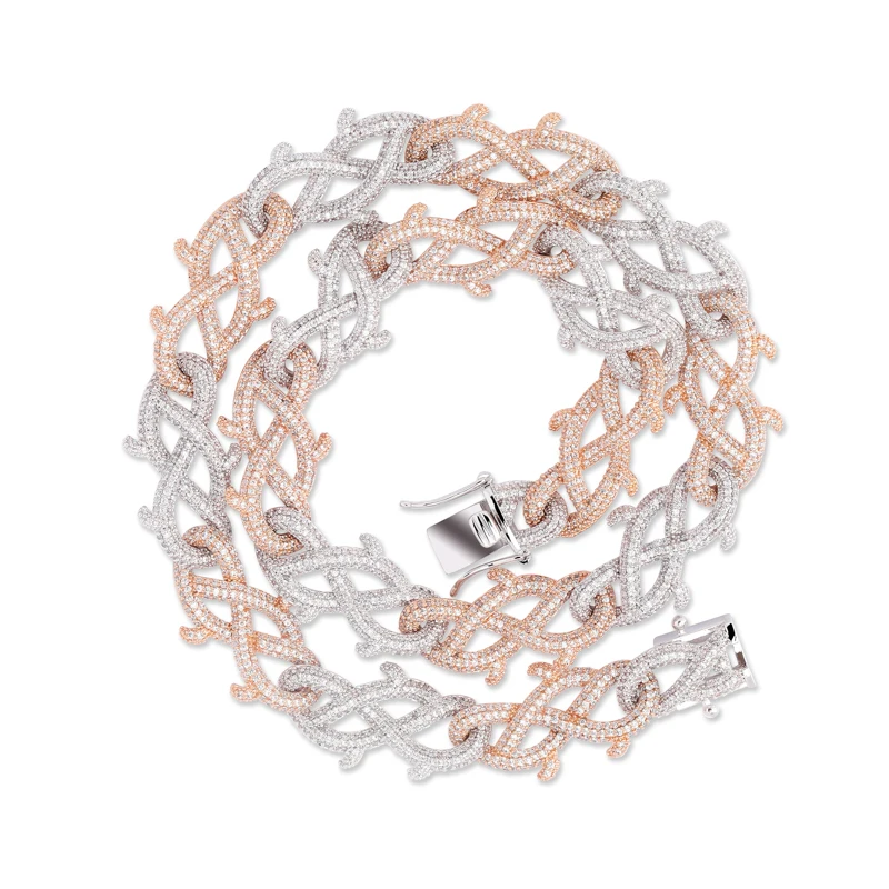 Two tone TOPGRILLZ Iced Out Корона из шипов кубинская цепочка Ожерелье Золотая отделка Мода хип хоп ювелирные изделия кубический циркон - Окраска металла: Two tone