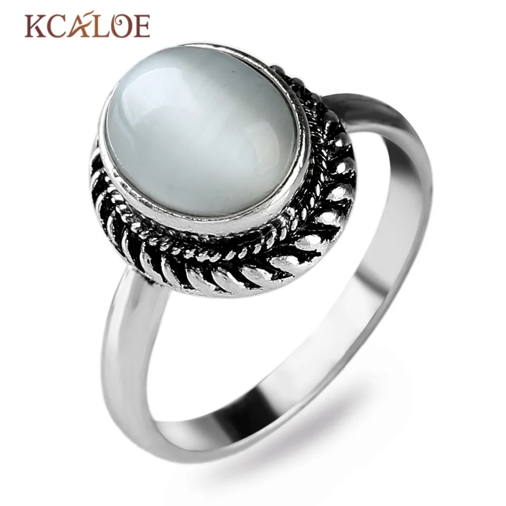 Женские кольца с опалом KCALOE винтажное серебряное кольцо овальным натуральным
