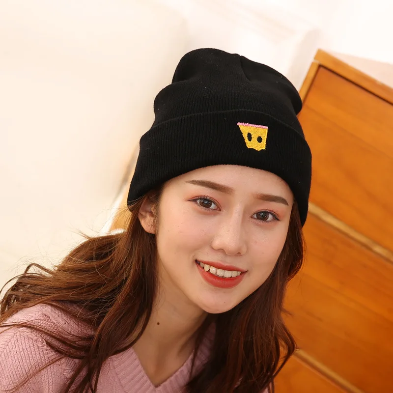 Зимние шапки женская вязаная шапка с вышивкой burger Girl Женская Повседневная мягкая