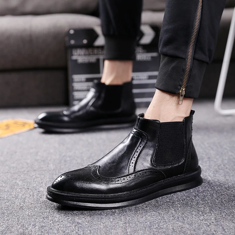 Мужские повседневные ботинки Челси в деловом стиле обувь bullock из коровьей кожи