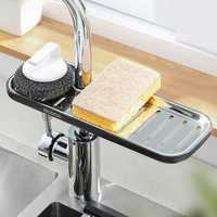 kitchen faucet drain rack sink draining basket with hook sponge soap holder shelf steel ball organizer kitchen accessories