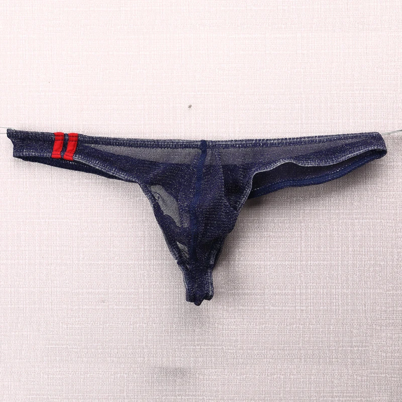 10PCS Lot Men's Underwear Thongs Pouch Briefs Solid Color Soft Low Rise Perspective Mesh G-string Bikini T-back Underpants